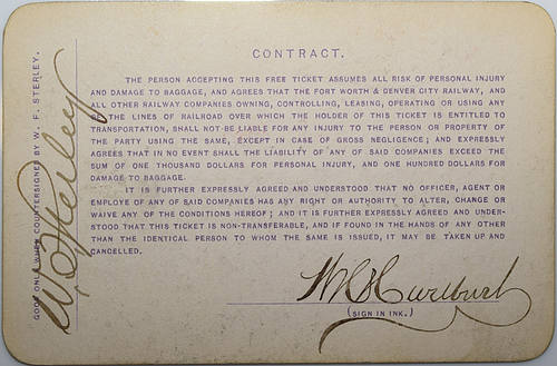 FORT WORTH & DENVER CITY RAILWAY CO PASS