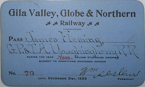 GILA VALLEY GLOBE & NORTHERN RAILWAY PASS
