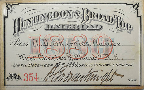 HUNTINGTON & BROAD TOP RAILROAD PASS