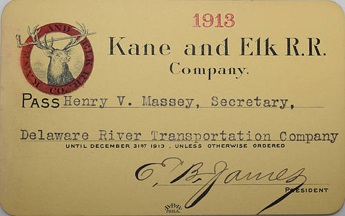 KANE & ELK RR COMPANY PASS