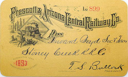 PRESCOTT & ARIZONA CENTRAL RAILWAY CO. PASS