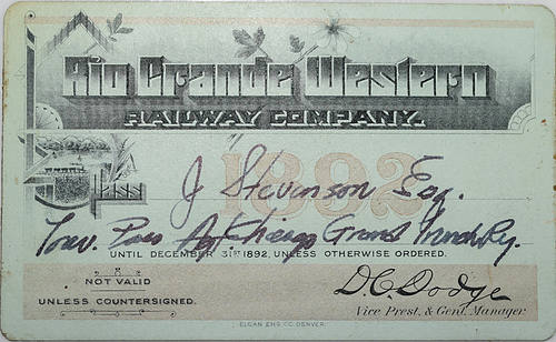 RIO GRANDE WESTERN RAILWAY COMPANY PASS