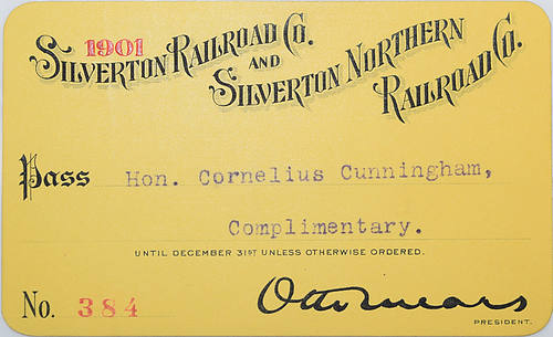 SILVERTON RAILROAD CO AND SILVERTON NORTHERN RAILROAD CO. PASS