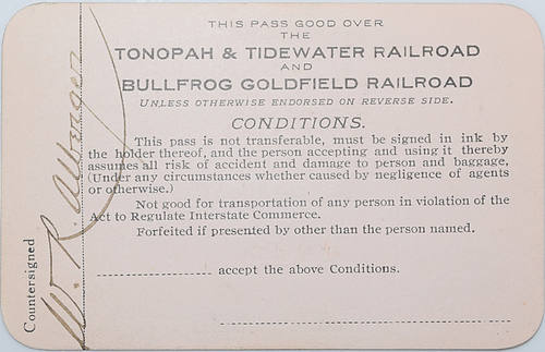 TONOPAH & TIDEWATER COMPANY / THE NEVADA SHORT LINE PASS