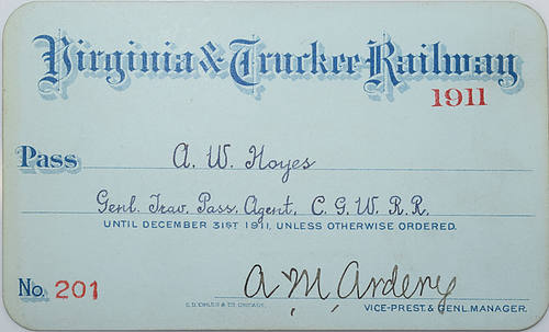 VIRGINIA & TRUCKEE RAILWAY PASS