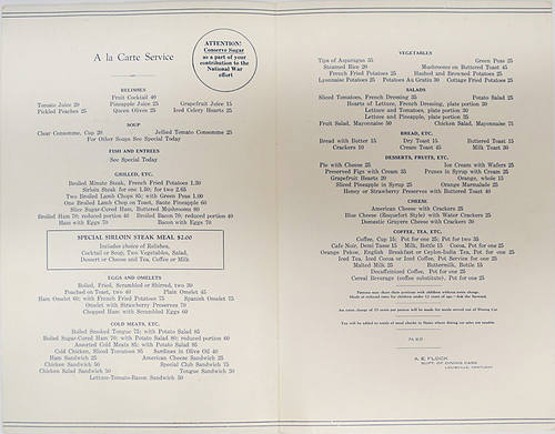 LOUISVILLE & NASHVILLE RR MENU