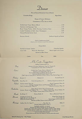 SANTA FE DINING CAR MENU