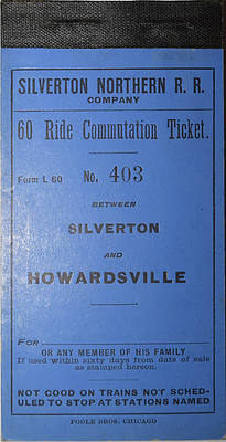 SILVERTON NORTHERN RR PASS BOOK