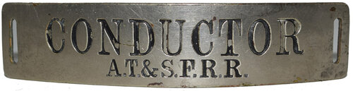 AT&SFRR CONDUCTOR CAP BADGE