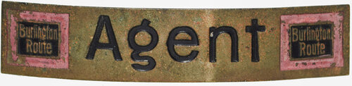 BURLINGTON ROUTE AGENT CAP BADGE
