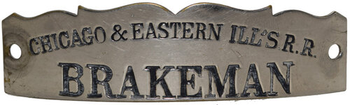 CHICAGO & EASTERN ILL'S RR BRAKEMAN CAP BADGE