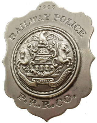 PRR CO RAILWAY POLICE #1308 BADGE