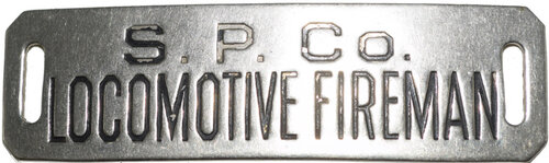 SP CO LOCOMOTIVE FIREMAN BADGE