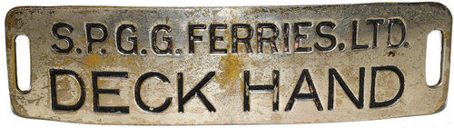 SP GG FERRIES LTD DECK HAND BADGE