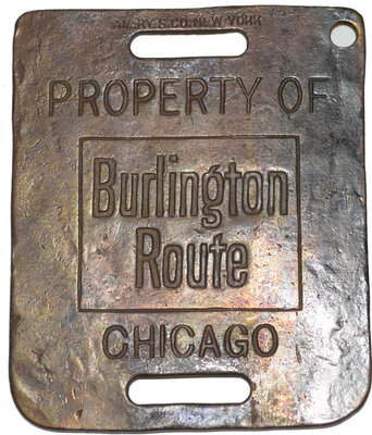 BURLINGTON ROUTE BAGGAGE TAG