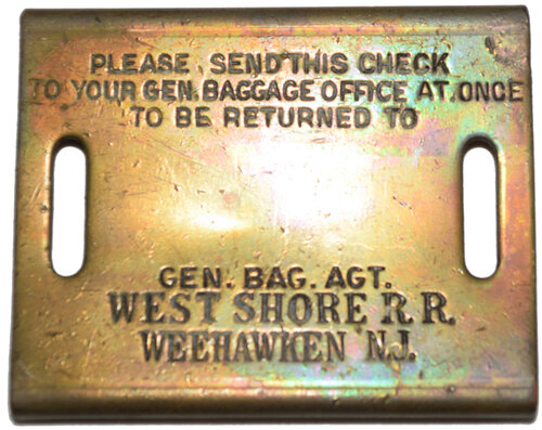 WEST SHORE RR BAGGAGE TAG