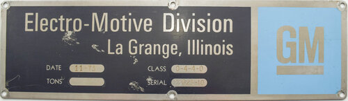 READING RR BUILDERS PLATE