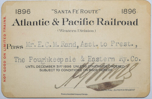 ATLANTIC & PACIFIC RAILROAD PASS