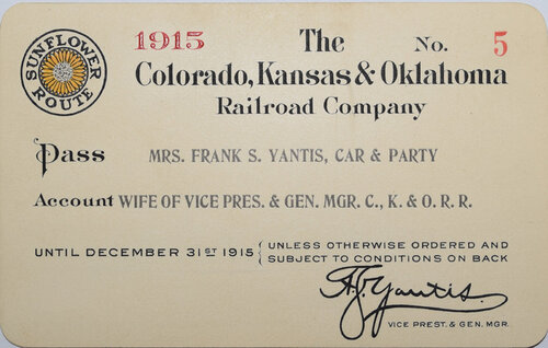 COLORADO, KANSAS & OKLAHOMA RAILROAD COMPANY PASS