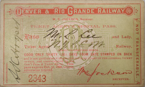 DENVER & RIO GRANDE RAILWAY PASS