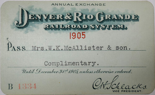 DENVER & RIO GRANDE RAILROAD SYSTEM PASS