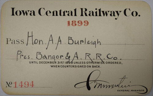 IOWA CENTRAL RAILWAY CO PASS