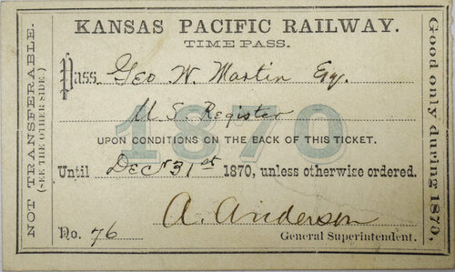 KANSAS PACIFIC RAILWAY PASS