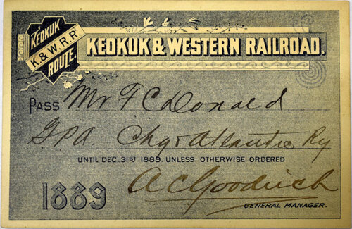 KEOKUK & WESTERN RAILROAD PASS