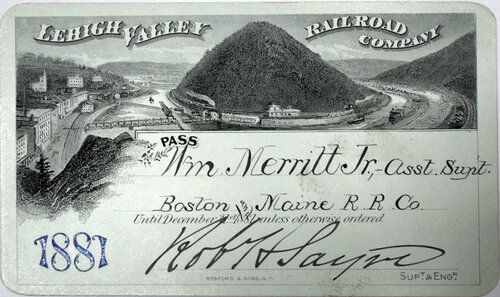 LEHIGH VALLEY RAILROAD COMPANY PASS