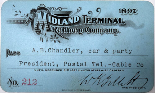 MIDLAND TERMINAL RAILWAY COMPANY PASS
