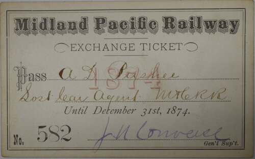 MIDLAND PACIFIC RAILWAY PASS