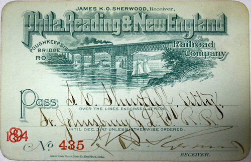 PHILA. READING & NEW ENGLAND RAILROAD COMPANY PASS