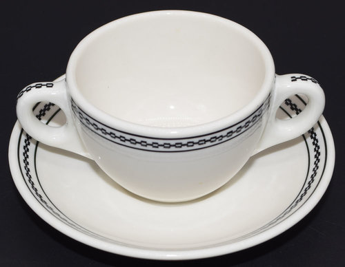 AT&SF BLACK CHAIN BOUILLON CUP & SAUCER