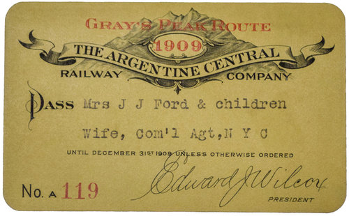 ARGENTINE CENTRAL RAILWAY COMPANY PASS