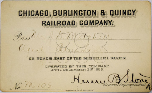CHICAGO BURLINGTON & QUINCY RAILROAD COMPANY PASS