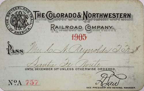 The COLORADO & NORTHWESTERN RAILROAD COMPANY PASS
