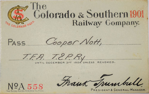 COLORADO & SOUTHERN RAILWAY COMPANY PASS