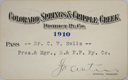 COLORADO SPRINGS & CRIPPLE CREEK DISTRICT RY CO PASS