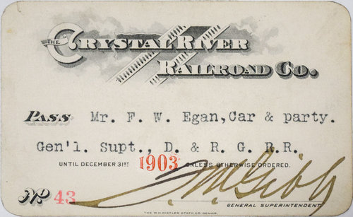 CRYSTAL RIVER RAILROAD CO PASS