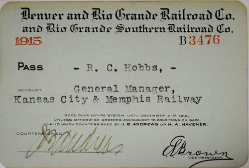 DENVER & RIO GRANDE RAILROAD CO/RIO GRANDE SOUTHERN RAILROAD CO PASS