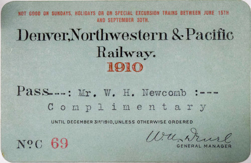 DENVER NORTHWESTERN & PACIFIC RAILWAY PASS