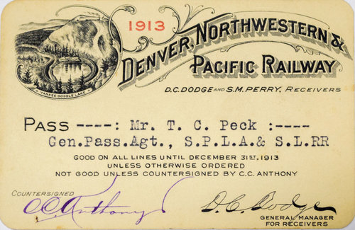 DENVER NORTHWESTERN & PACIFIC RAILWAY PASS