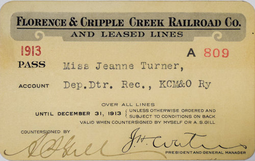 FLORENCE & CRIPPLE CREEK RAILROAD CO PASS