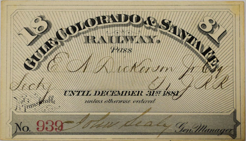 GULF COLORADO & SANTA FE RAILWAY PASS