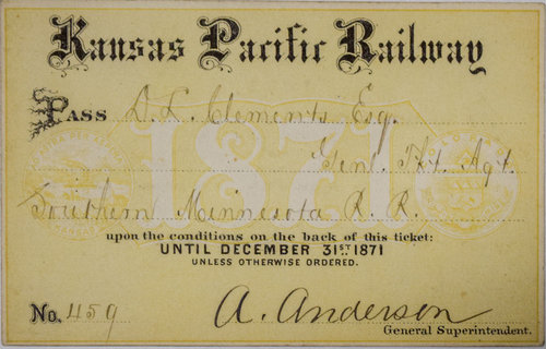 KANSAS PACIFIC RAILWAY PASS