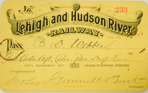 LEHIGH & HUDSON RIVER RAILWAY PASS