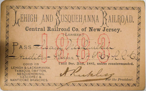 LEHIGH & SUSQUEHANNA RAILROAD / CENTRAL RAILROAD CO. OF NEW JERSEY PASS