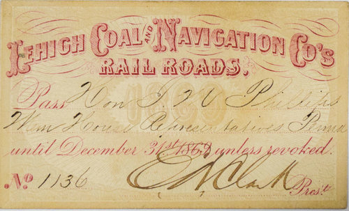 LEHIGH COAL & NAVIGATION CO'S RAILROADS PASS