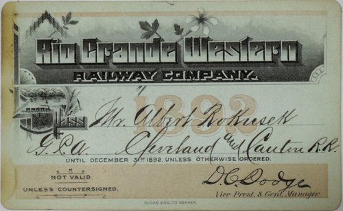RIO GRANDE WESTERN RAILWAY COMPANY PASS
