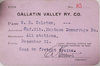 GALLATIN VALLEY RY CO PASS